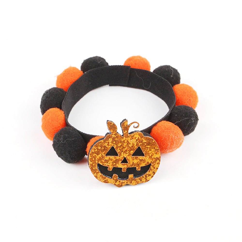 Halloween Pet Fur Ball Collar Pumpkin Accessories - 0 - Scribble Snacks