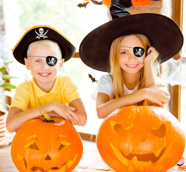 Halloween Pirate Captain Cosplay Costume Accessories Colony Pirate Hat Single Eye Patch For Halloween Kids Birthday Party Decor - 0 - Scribble Snacks