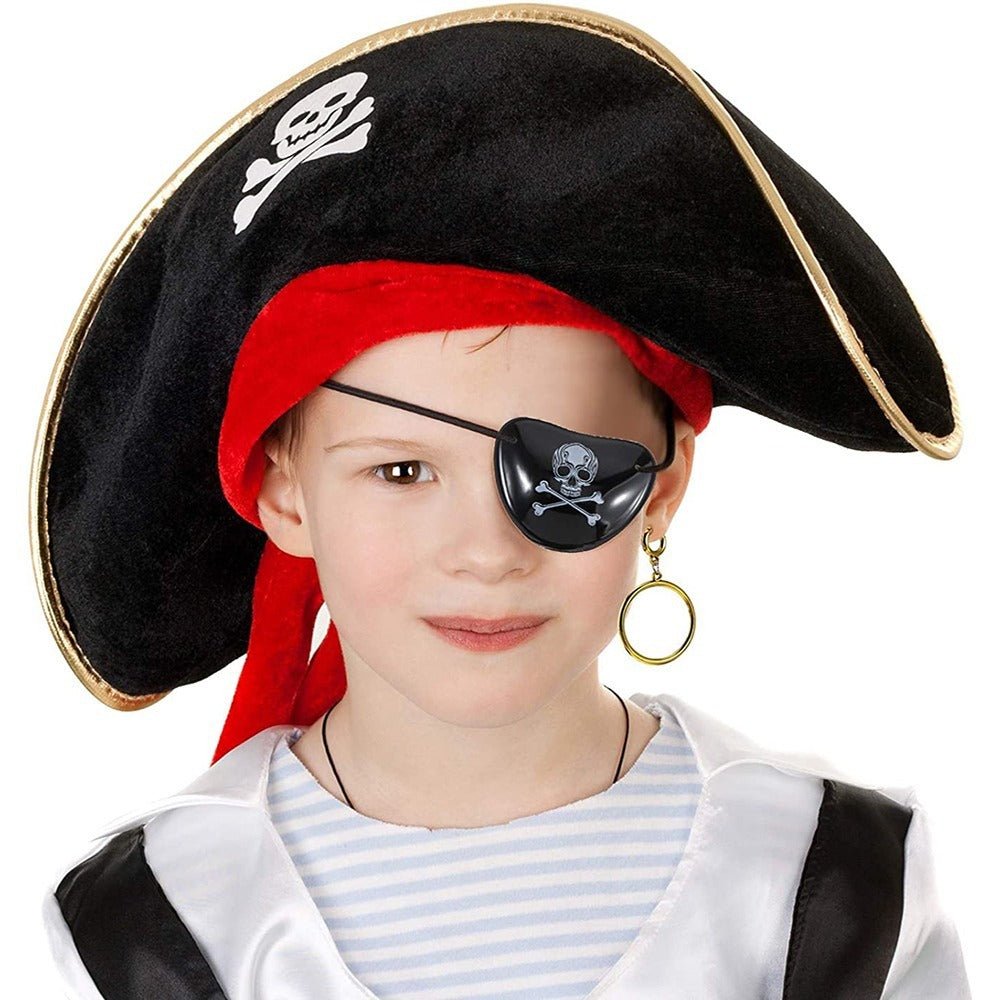 Halloween Pirate Hat Skull Print Adult Kids Pirate Captain Hat Cosplay Costume Cap Birthday Masquerade Party Prop Decor Supplies - 0 - Scribble Snacks