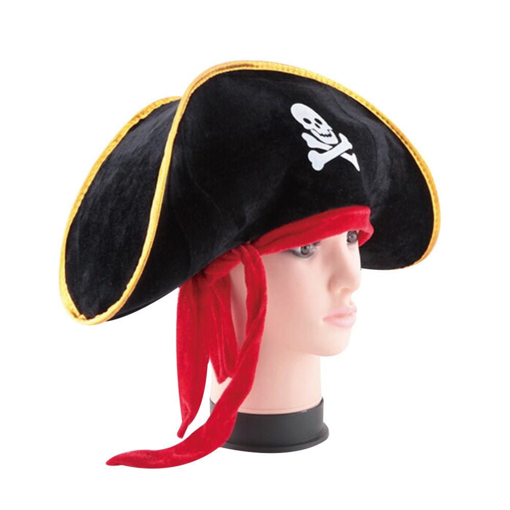 Halloween Pirate Hat Skull Print Adult Kids Pirate Captain Hat Cosplay Costume Cap Birthday Masquerade Party Prop Decor Supplies - 0 - Scribble Snacks