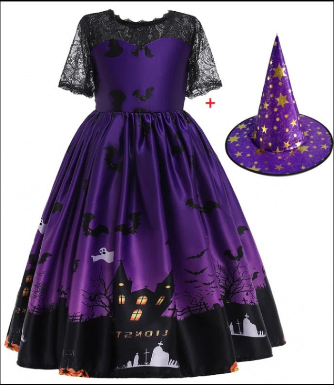 Halloween Princess Dress Halloween Printed Mesh - 0 - Scribble Snacks