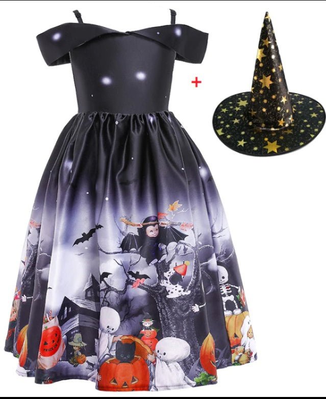 Halloween Princess Dress Halloween Printed Mesh - 0 - Scribble Snacks