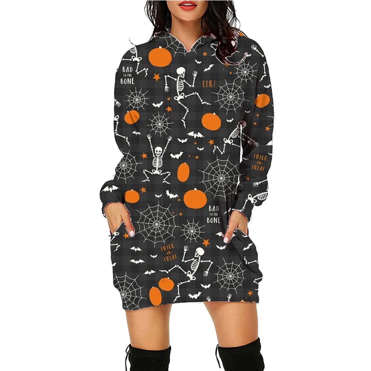 Halloween Print Long Hoodie With Pockets Sweater Long Sleeve Clothes Women - 4 - Scribble Snacks