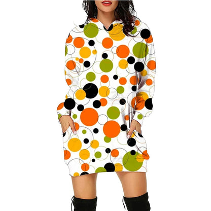 Halloween Print Long Hoodie With Pockets Sweater Long Sleeve Clothes Women - 4 - Scribble Snacks