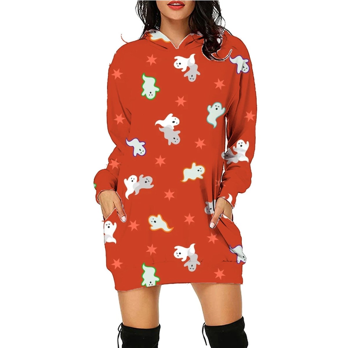 Halloween Print Long Hoodie With Pockets Sweater Long Sleeve Clothes Women - 4 - Scribble Snacks