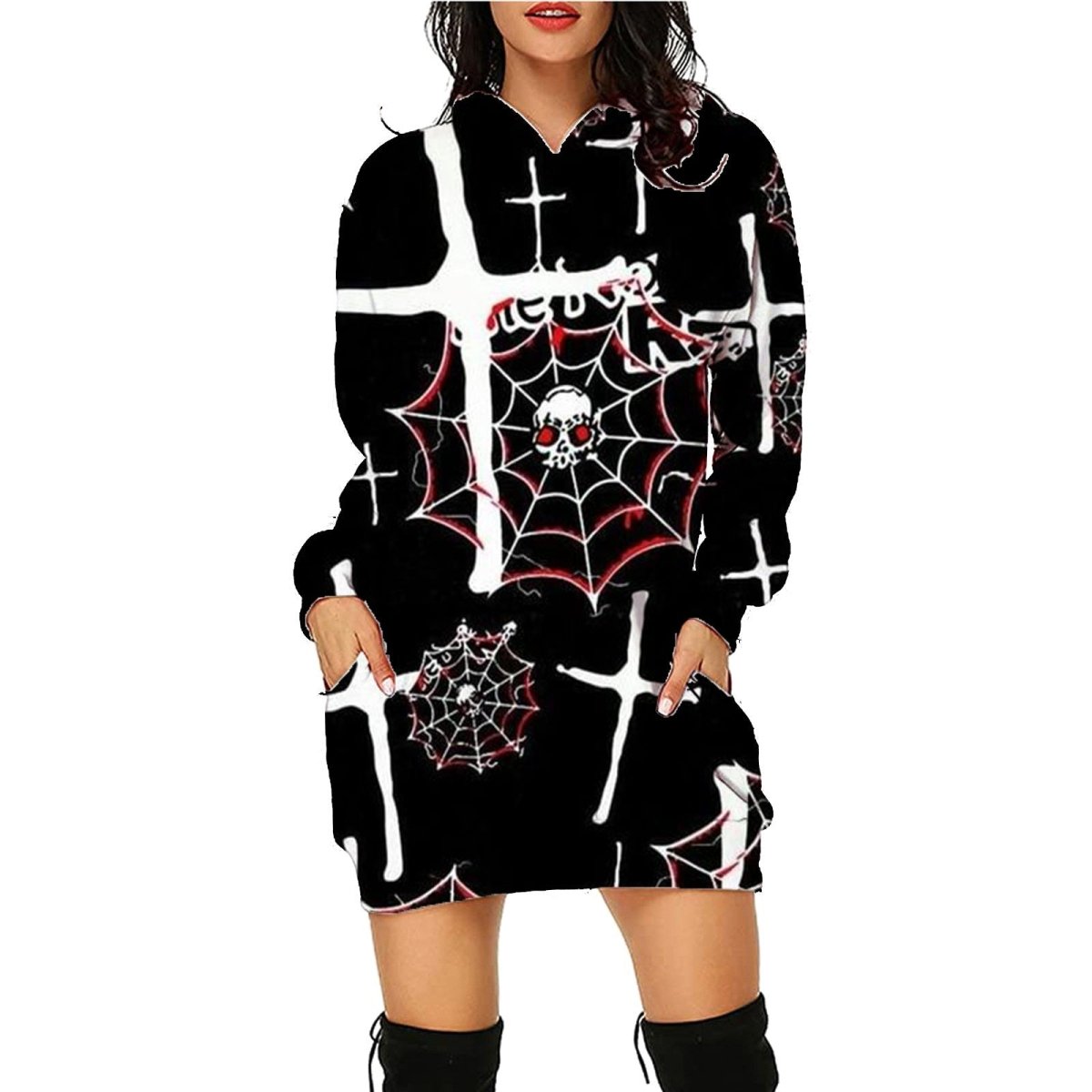 Halloween Print Long Hoodie With Pockets Sweater Long Sleeve Clothes Women - 4 - Scribble Snacks