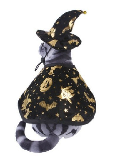 Halloween Print Wizard Cloak Suit Pet Dog Cat Hat Set Decoration - 0 - Scribble Snacks