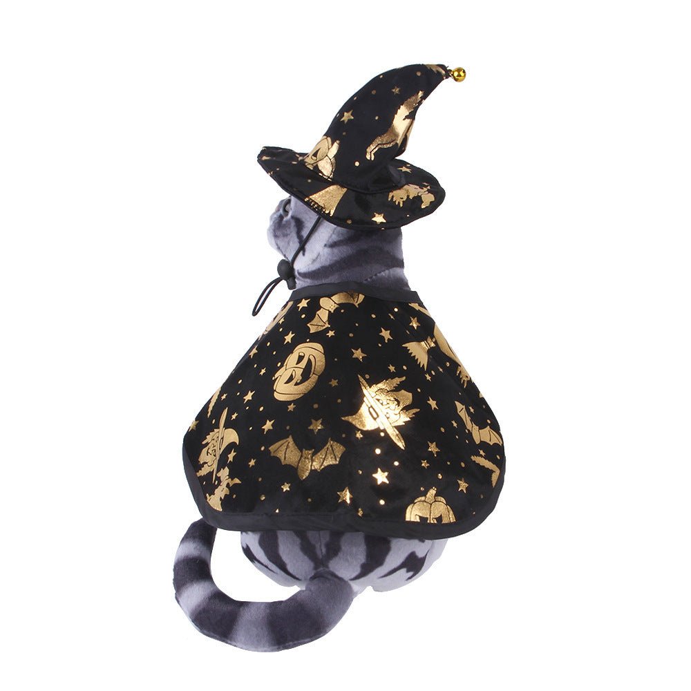 Halloween Print Wizard Cloak Suit Pet Dog Cat Hat Suit - 0 - Scribble Snacks