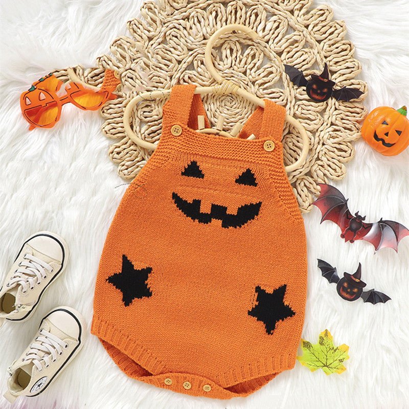 Halloween Pumpkin Baby Romper Cute - 0 - Scribble Snacks