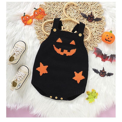 Halloween Pumpkin Baby Romper Cute - 0 - Scribble Snacks