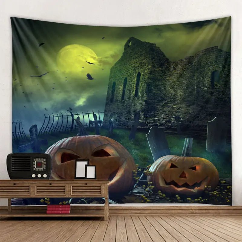 Halloween Pumpkin Blanket Tapestry - Halloween - Seasonal Plush Pillows & Throw Decorations - Scribble Snacks