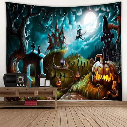 Halloween Pumpkin Blanket Tapestry - Halloween - Seasonal Plush Pillows & Throw Decorations - Scribble Snacks