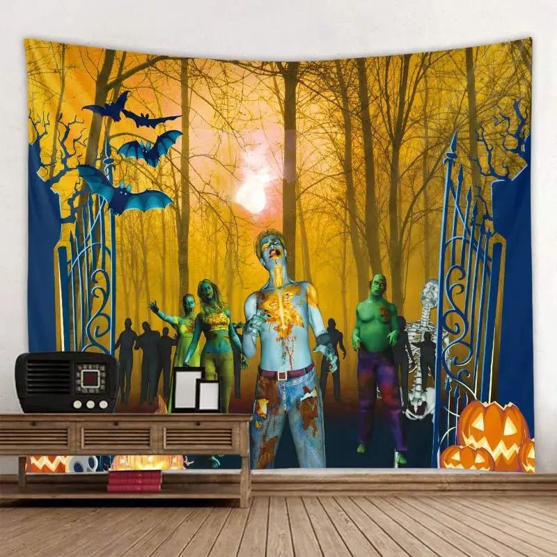 Halloween Pumpkin Blanket Tapestry - Halloween - Seasonal Plush Pillows & Throw Decorations - Scribble Snacks