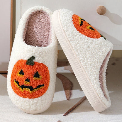 Halloween Pumpkin Cartoon Slippers Warm Winter Slippers Men And Women Couples Indoor House Shoes - 4 - Scribble Snacks