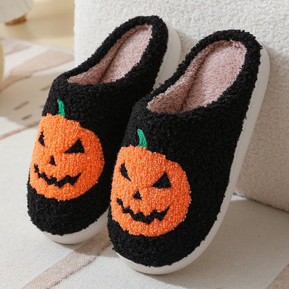 Halloween Pumpkin Cartoon Slippers Warm Winter Slippers Men And Women Couples Indoor House Shoes - 4 - Scribble Snacks