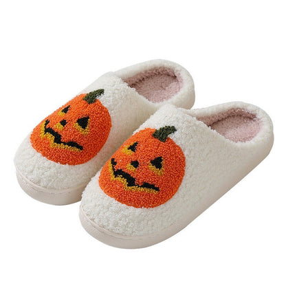 Halloween Pumpkin Cartoon Slippers Warm Winter Slippers Men And Women Couples Indoor House Shoes - 4 - Scribble Snacks