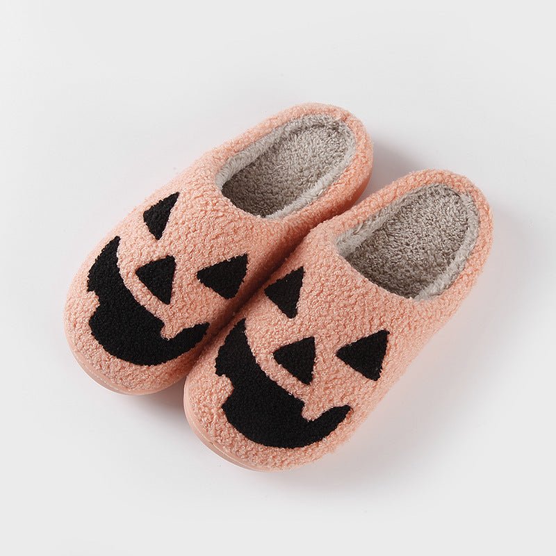 Halloween Pumpkin Cartoon Thermal Winter Cotton Slippers - 0 - Scribble Snacks