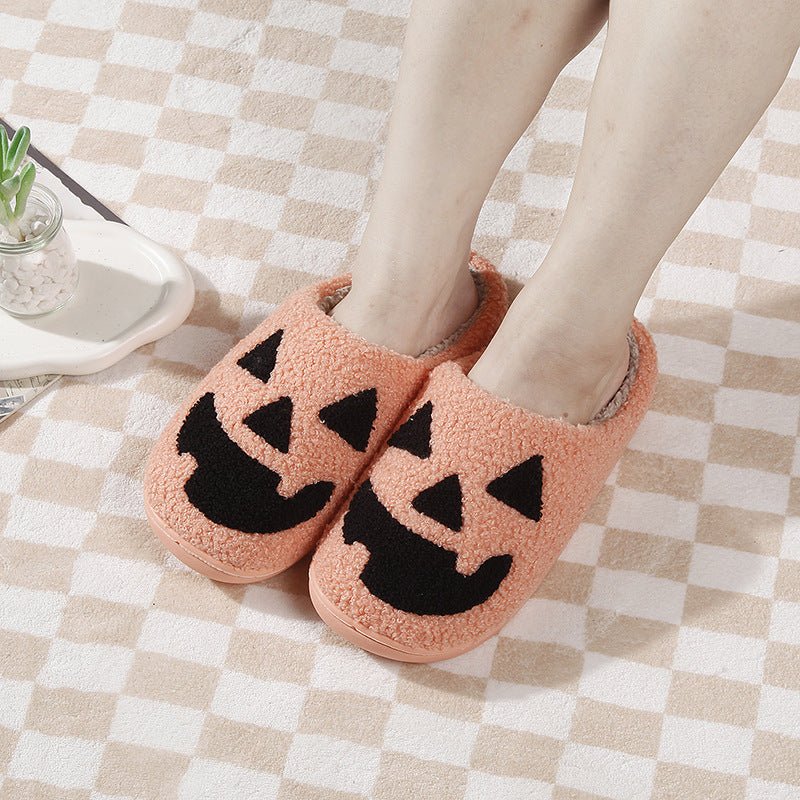 Halloween Pumpkin Cartoon Thermal Winter Cotton Slippers - 0 - Scribble Snacks