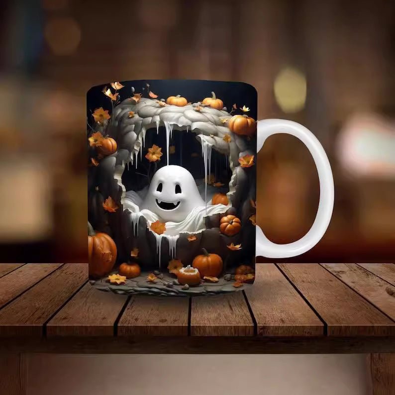 Halloween Pumpkin Ceramic Coffee Mug - 0 - Scribble Snacks