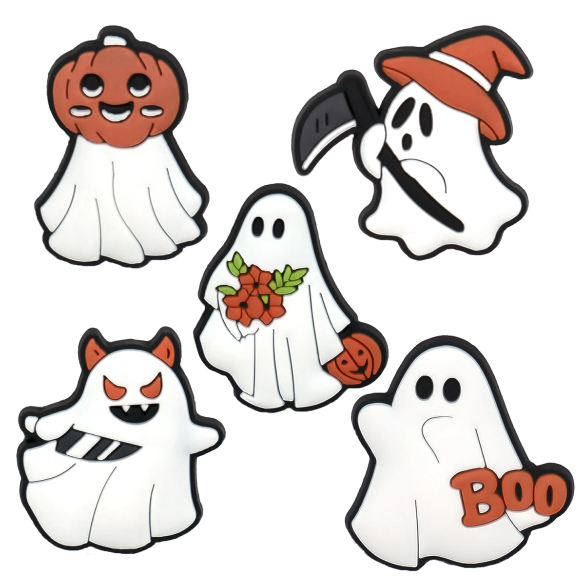 Halloween Pumpkin Ghost Shoe Charms - Halloween - Shoe Charms & Keychains - Scribble Snacks