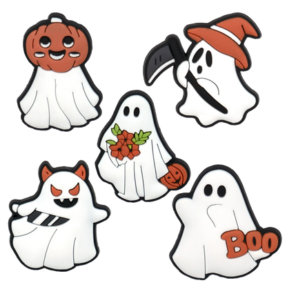 Halloween Pumpkin Ghost Shoe Charms - Halloween - Shoe Charms & Keychains - Scribble Snacks