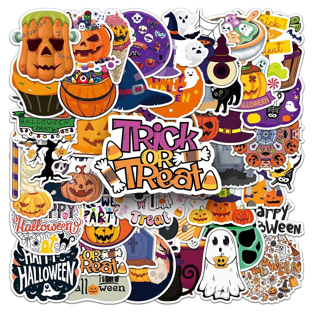 Halloween Pumpkin Ghost Stickers Set - Halloween - Stickers & Labels (including Scrapbooking, Wall Decals) - Scribble Snacks