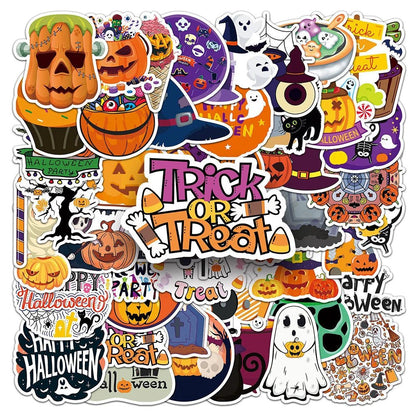 Halloween Pumpkin Ghost Stickers Set - Halloween - Stickers & Labels (including Scrapbooking, Wall Decals) - Scribble Snacks