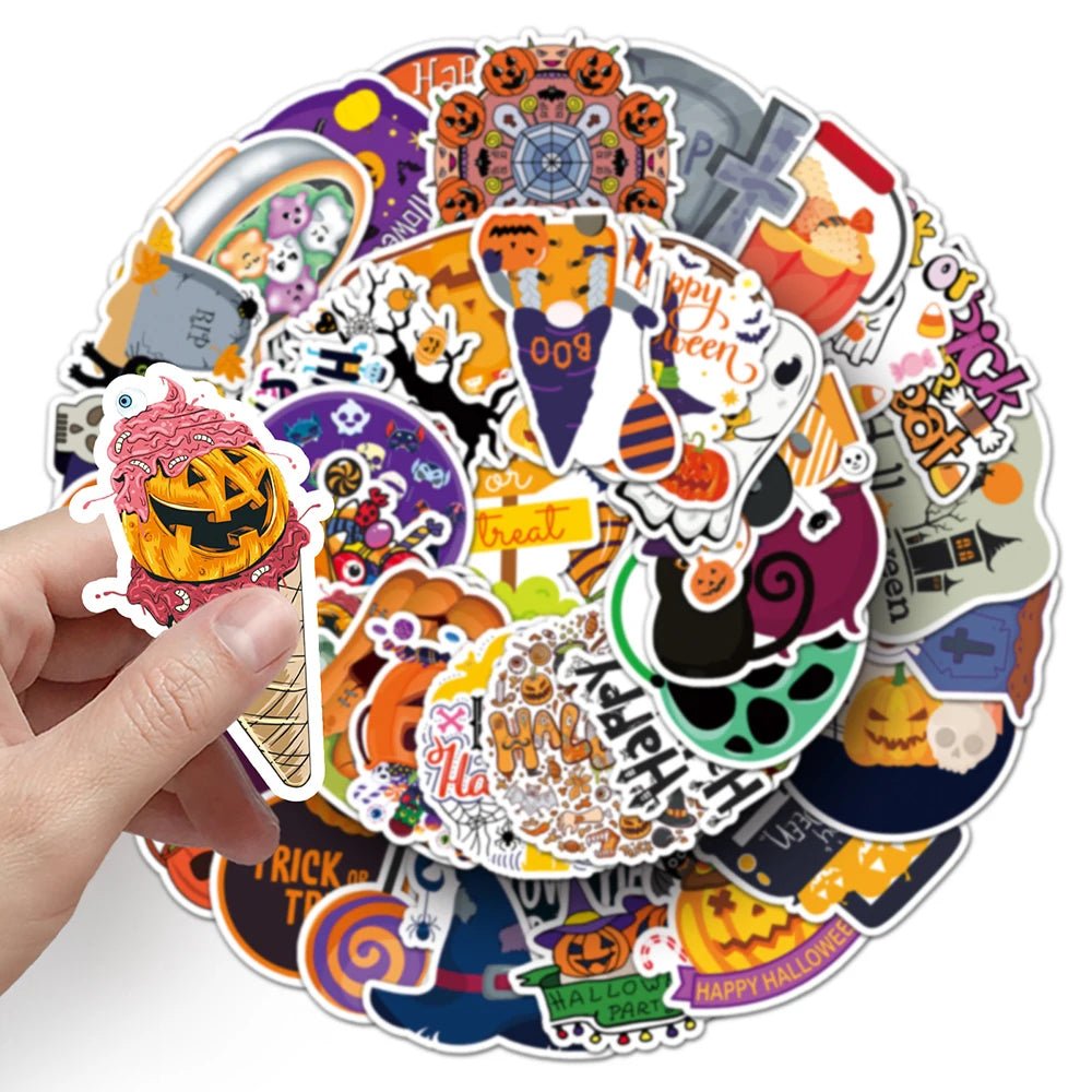 Halloween Pumpkin Ghost Stickers Set - Halloween - Stickers & Labels (including Scrapbooking, Wall Decals) - Scribble Snacks