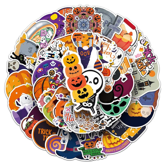 Halloween Pumpkin Ghost Stickers Set - Halloween - Stickers & Labels (including Scrapbooking, Wall Decals) - Scribble Snacks