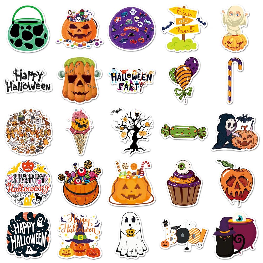 Halloween Pumpkin Ghost Stickers Set - Halloween - Stickers & Labels (including Scrapbooking, Wall Decals) - Scribble Snacks