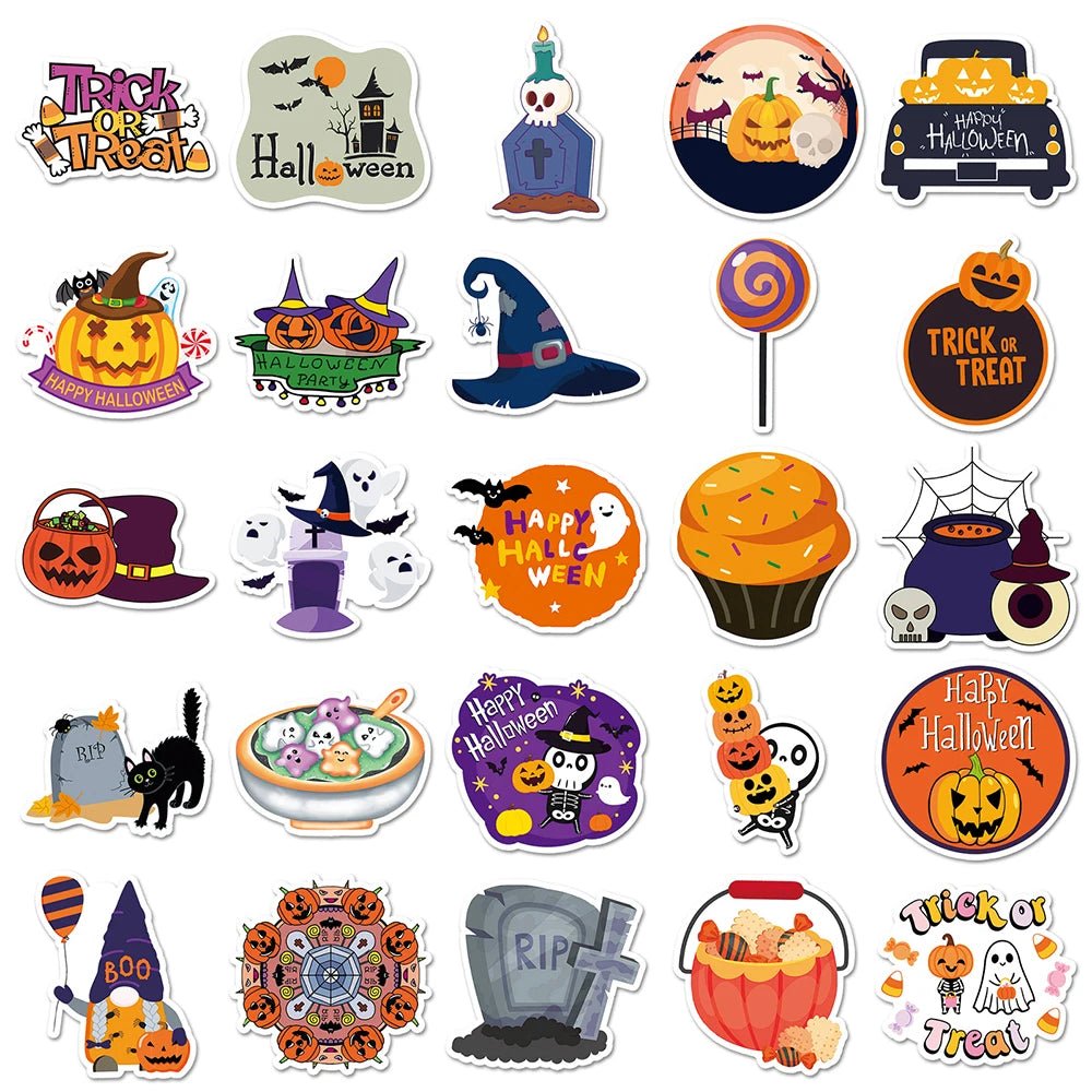 Halloween Pumpkin Ghost Stickers Set - Halloween - Stickers & Labels (including Scrapbooking, Wall Decals) - Scribble Snacks