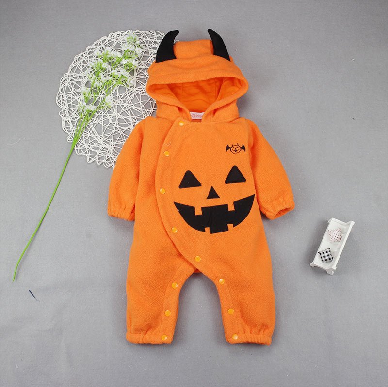 Halloween pumpkin hooded jumpsuit - 0 - Scribble Snacks