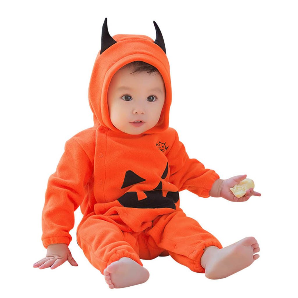 Halloween pumpkin hooded jumpsuit - 0 - Scribble Snacks