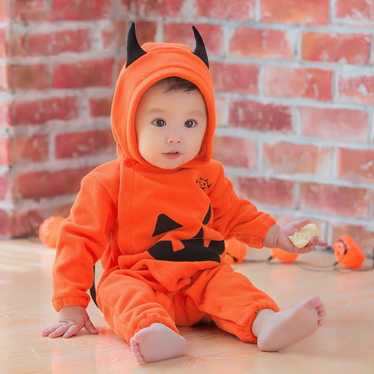 Halloween pumpkin hooded jumpsuit - 0 - Scribble Snacks