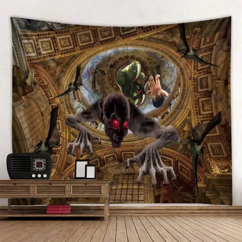 Halloween Pumpkin Horror Tapestry - Halloween - Kitchen & Home Decor (Cushion Covers, Towels, Dishes) - Scribble Snacks