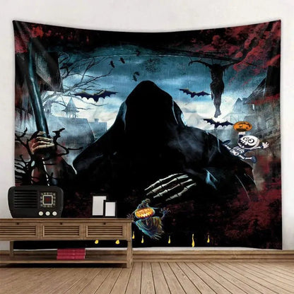 Halloween Pumpkin Horror Tapestry - Halloween - Kitchen & Home Decor (Cushion Covers, Towels, Dishes) - Scribble Snacks