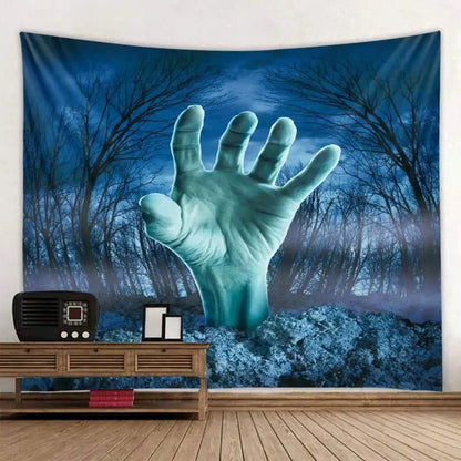 Halloween Pumpkin Horror Tapestry - Halloween - Kitchen & Home Decor (Cushion Covers, Towels, Dishes) - Scribble Snacks