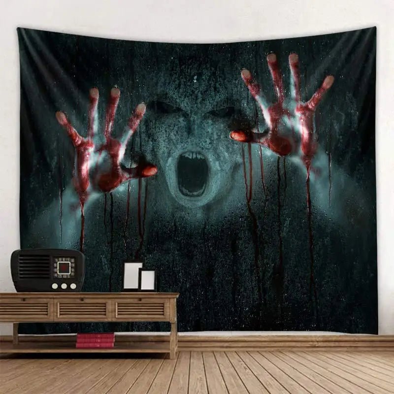 Halloween Pumpkin Horror Tapestry - Halloween - Kitchen & Home Decor (Cushion Covers, Towels, Dishes) - Scribble Snacks