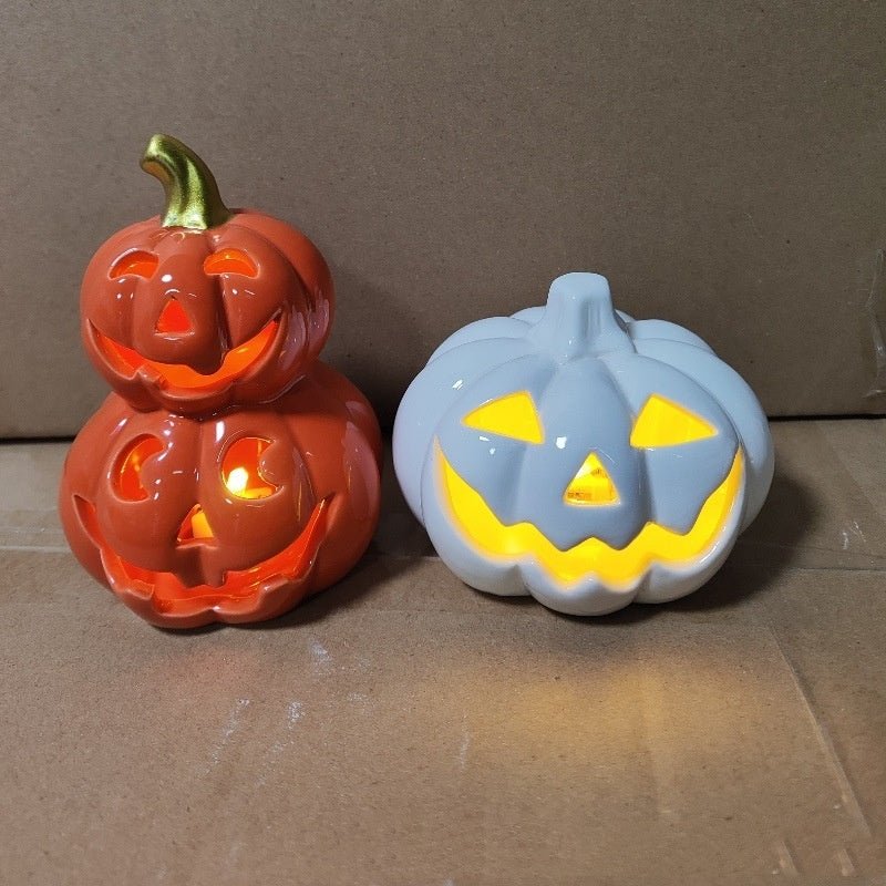 Halloween Pumpkin Lamp Ceramic Luminous Skull Decoration - 0 - Scribble Snacks