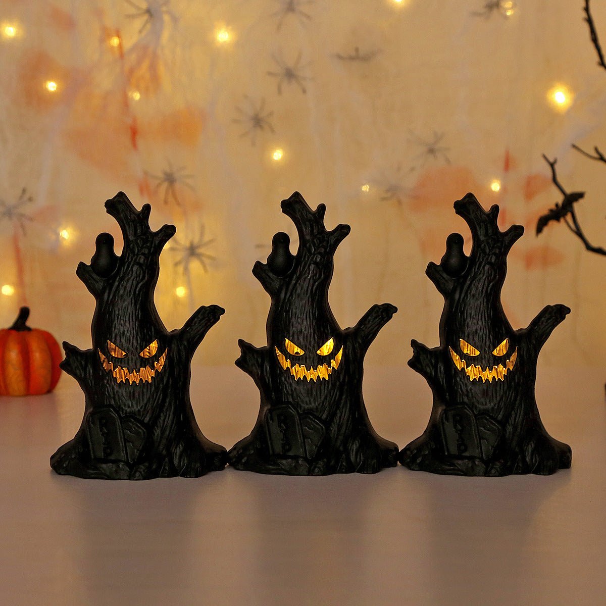 Halloween Pumpkin Lamp Ghost Stump Decoration - 0 - Scribble Snacks