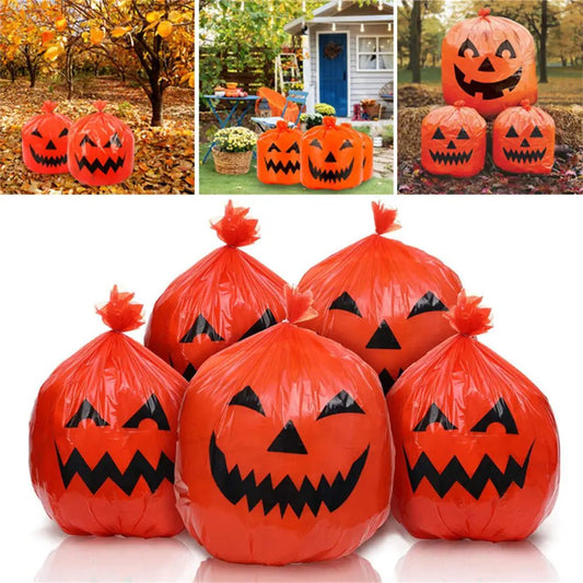 Halloween Pumpkin Leaf Bag Decor - Halloween - Outdoor Yard Decorations (Tombstones, Giant Props) - Scribble Snacks