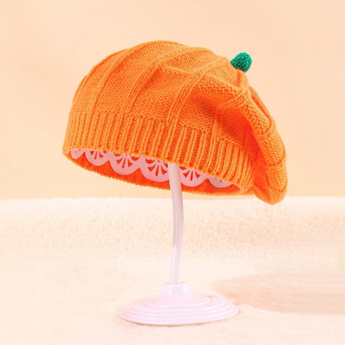 Halloween Pumpkin Parent Child Knitted Hat Warm And Cute Orange Beret - 0 - Scribble Snacks