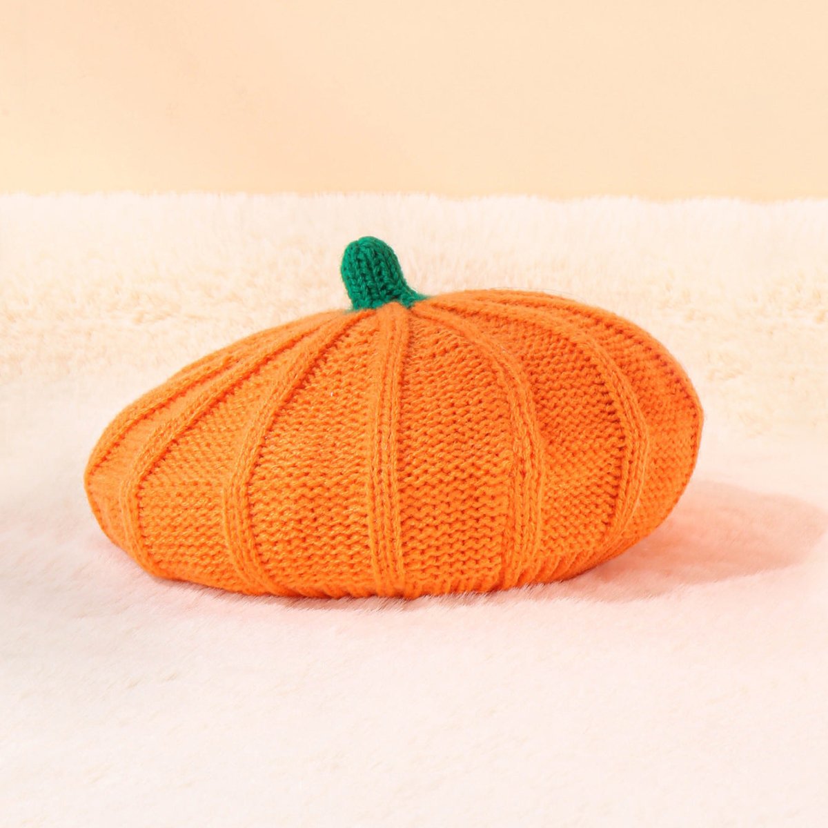 Halloween Pumpkin Parent Child Knitted Hat Warm And Cute Orange Beret - 0 - Scribble Snacks