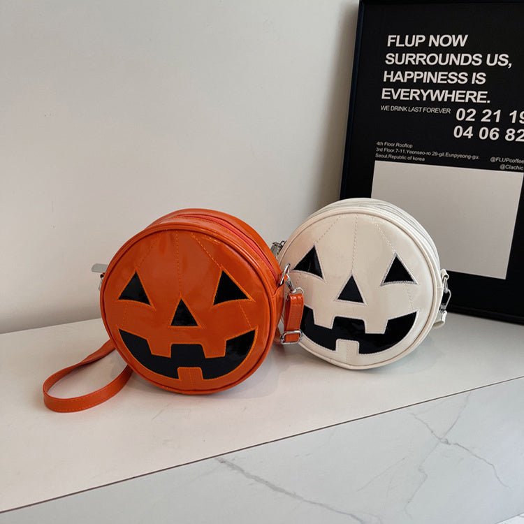 Halloween Pumpkin Small Round Bag Girls Funny Cute Shoulder Bag Personality Creative Messenger Crossbody Bags For Women - 4 - Scribble Snacks