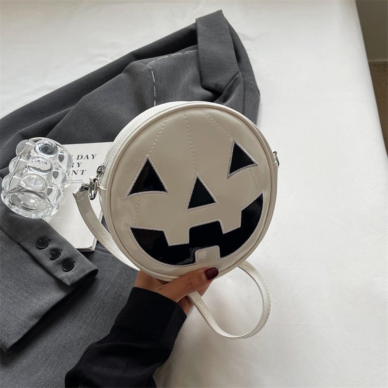 Halloween Pumpkin Small Round Bag Girls Funny Cute Shoulder Bag Personality Creative Messenger Crossbody Bags For Women - 4 - Scribble Snacks