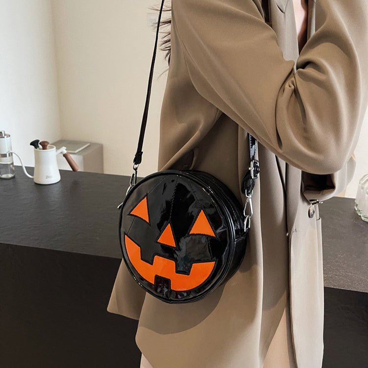 Halloween Pumpkin Small Round Bag Girls Funny Cute Shoulder Bag Personality Creative Messenger Crossbody Bags For Women - 4 - Scribble Snacks