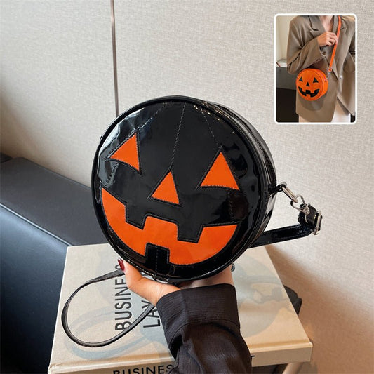 Halloween Pumpkin Small Round Bag Girls Funny Cute Shoulder Bag Personality Creative Messenger Crossbody Bags For Women - 4 - Scribble Snacks