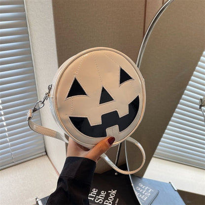 Halloween Pumpkin Small Round Bag Girls Funny Cute Shoulder Bag Personality Creative Messenger Crossbody Bags For Women - 4 - Scribble Snacks