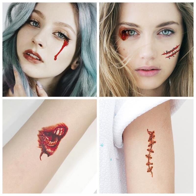 Halloween Scar Tattoo Stickers Funny Realistic - 0 - Scribble Snacks