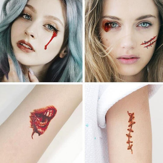 Halloween Scar Tattoo Stickers Funny Realistic - 0 - Scribble Snacks